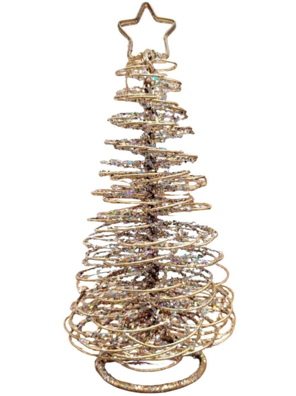 Gold Glitter Spiral Wire Metal Christmas Tree Tabletop Decor Ornament pic Holder